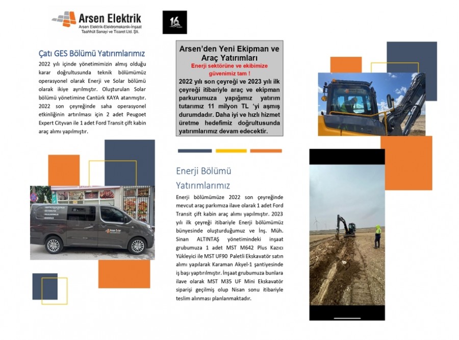 Arsen 2023 Yatırımları